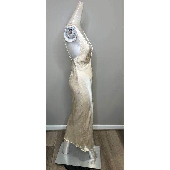 Shona Joy La Lune Plunged Cross Back Midi Dress in Cream US 2 $320 - Picture 8 of 11